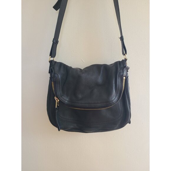 TOM FORD Black Leather Jennifer Double Zip Shoulder Bag Handbag Purse - Picture 1 of 16